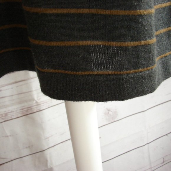 Gray Caramel Stripe Pleated Sleeve Sweater Dress L - Picture 14 of 16